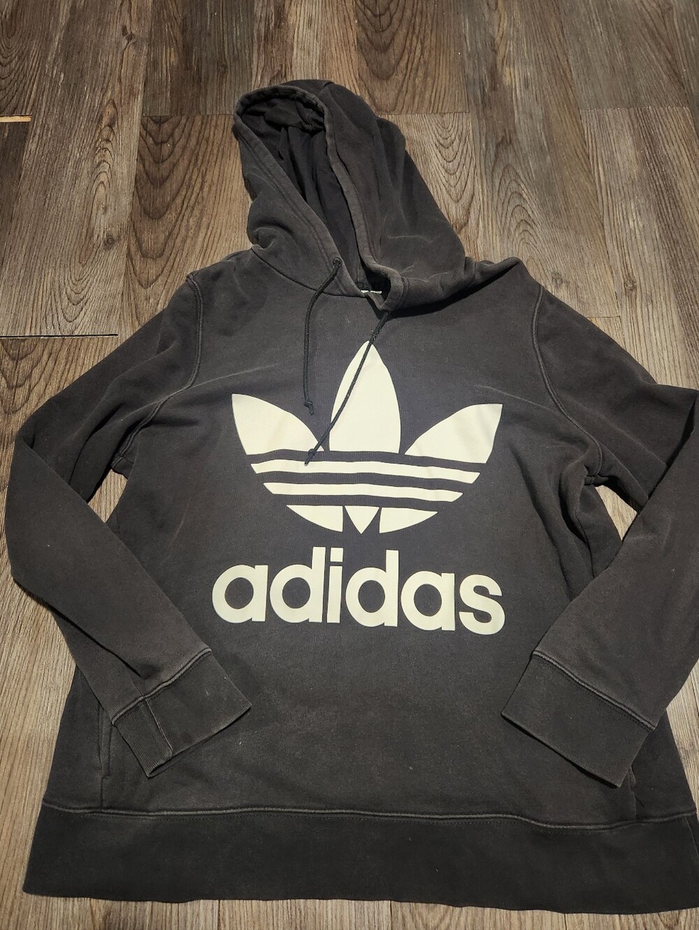 adidas Men’s Black Hoodie with White Trefoil Logo